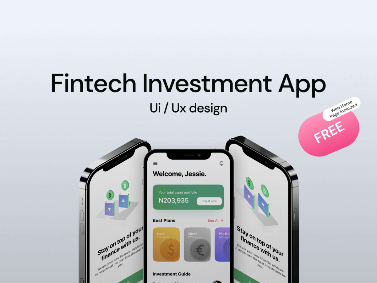 Fintech Investment App UI Kit for Figma and Adobe XD No 1