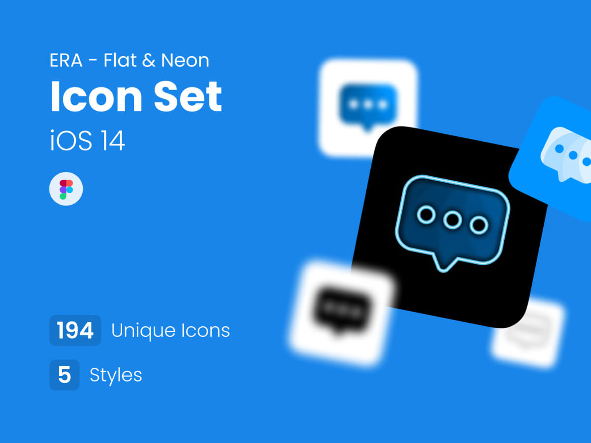Flat & Neon App Icon Set for Figma and Adobe XD No 1