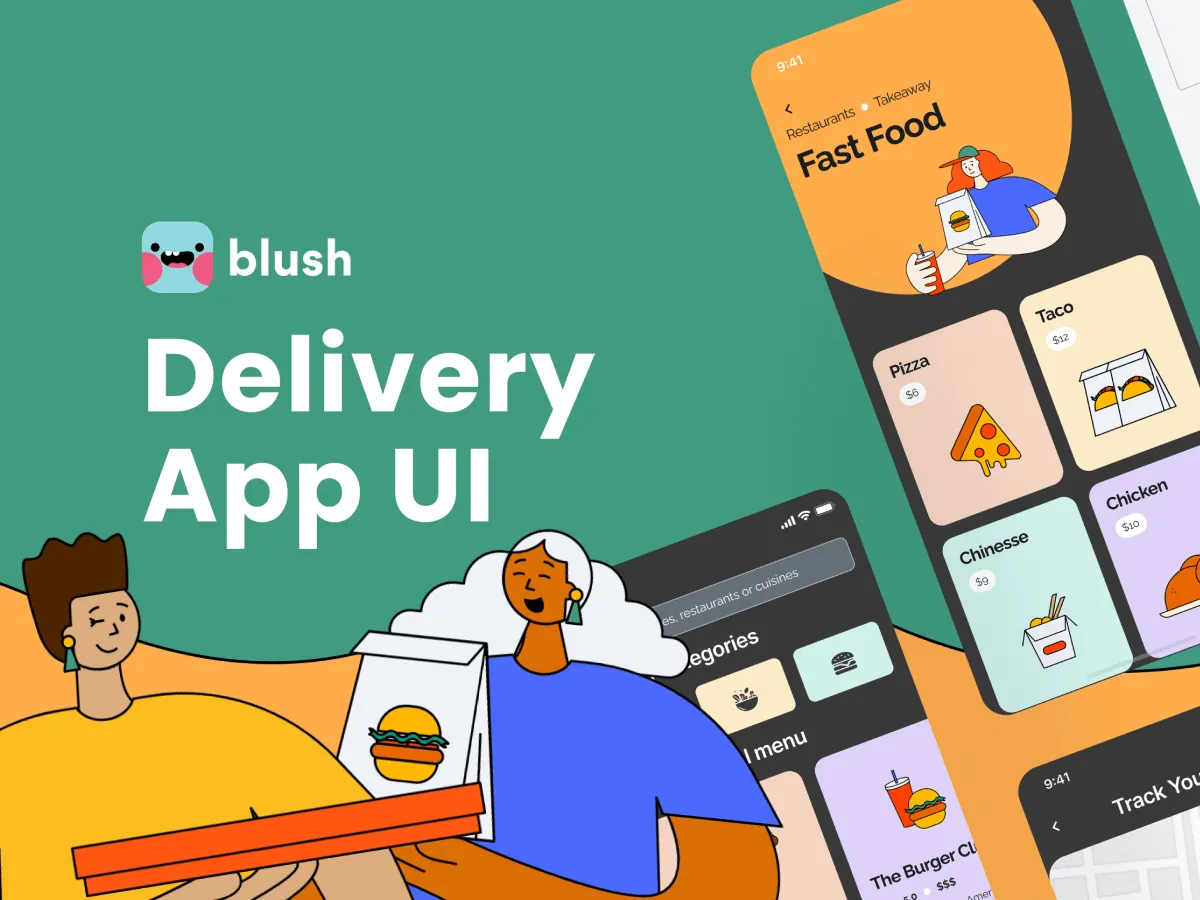 Food Delivery App UI with Illustrations for Figma and Adobe XD No 1