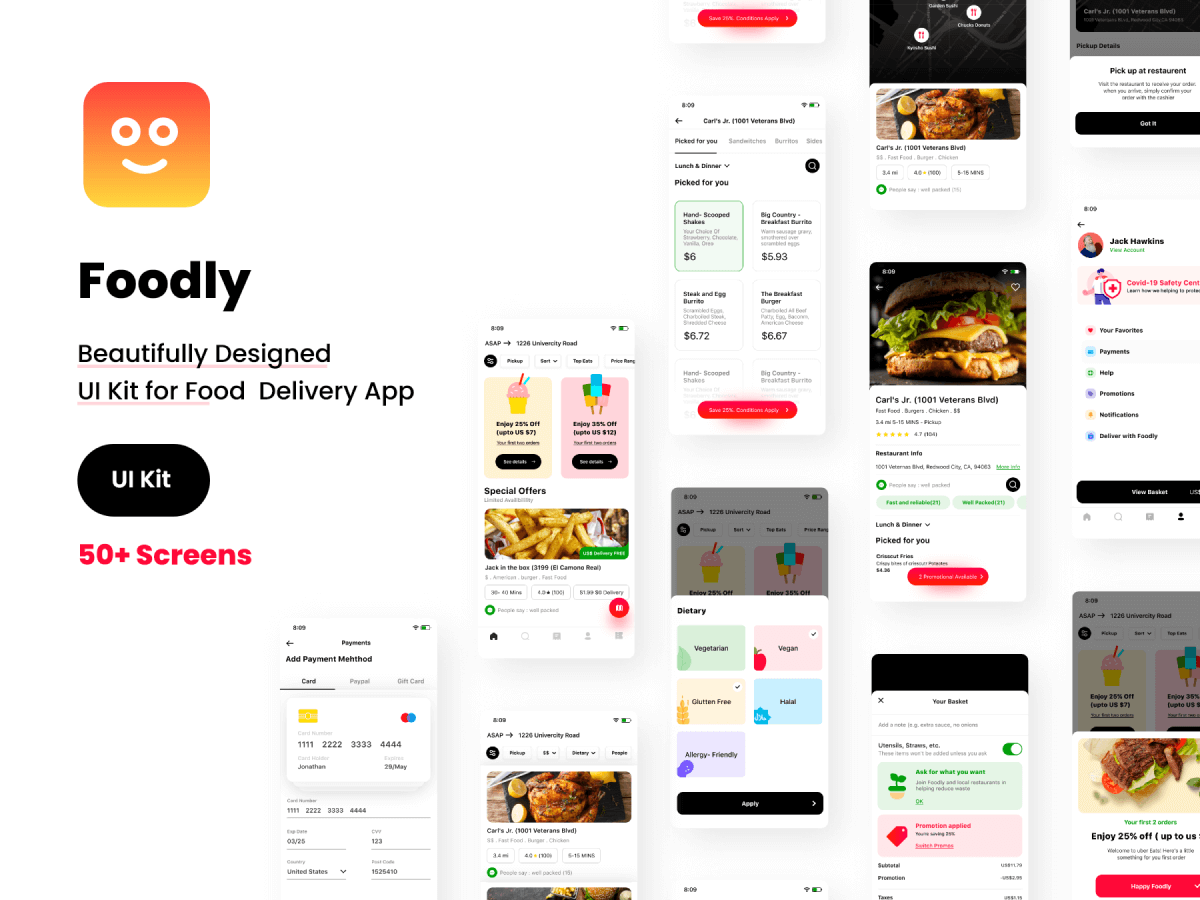 Food Delivery Mobile App for Figma and Adobe XD No 1