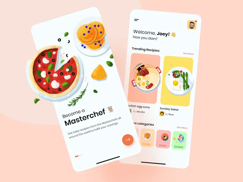 Food Recipe App for Figma and Adobe XD