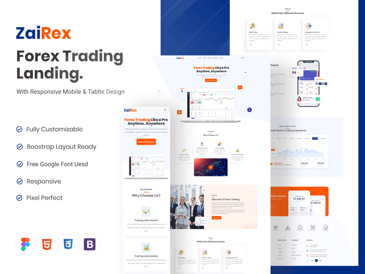 Forex Trading Landing UI Kit for Figma and Adobe XD No 1