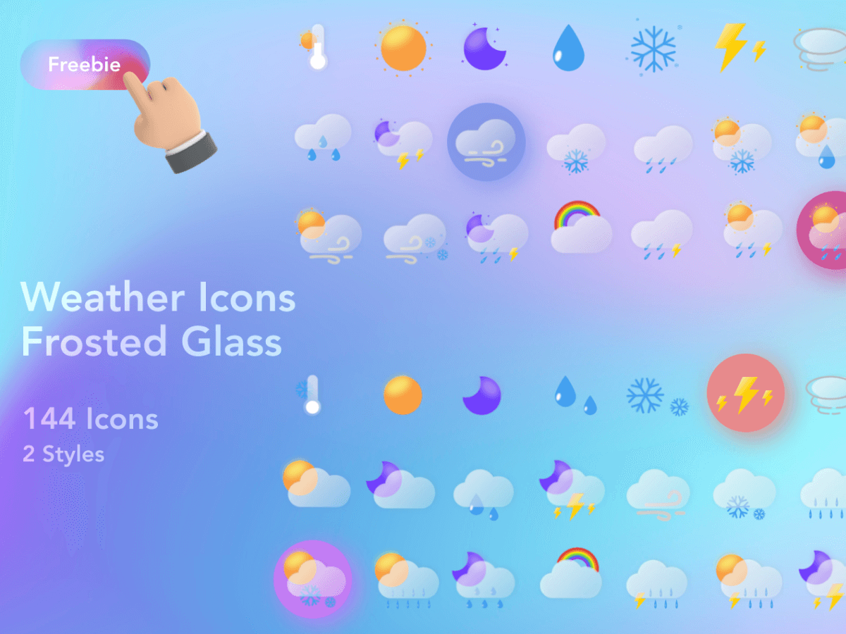 Frosted Glass Weather Icons for Figma and Adobe XD No 1