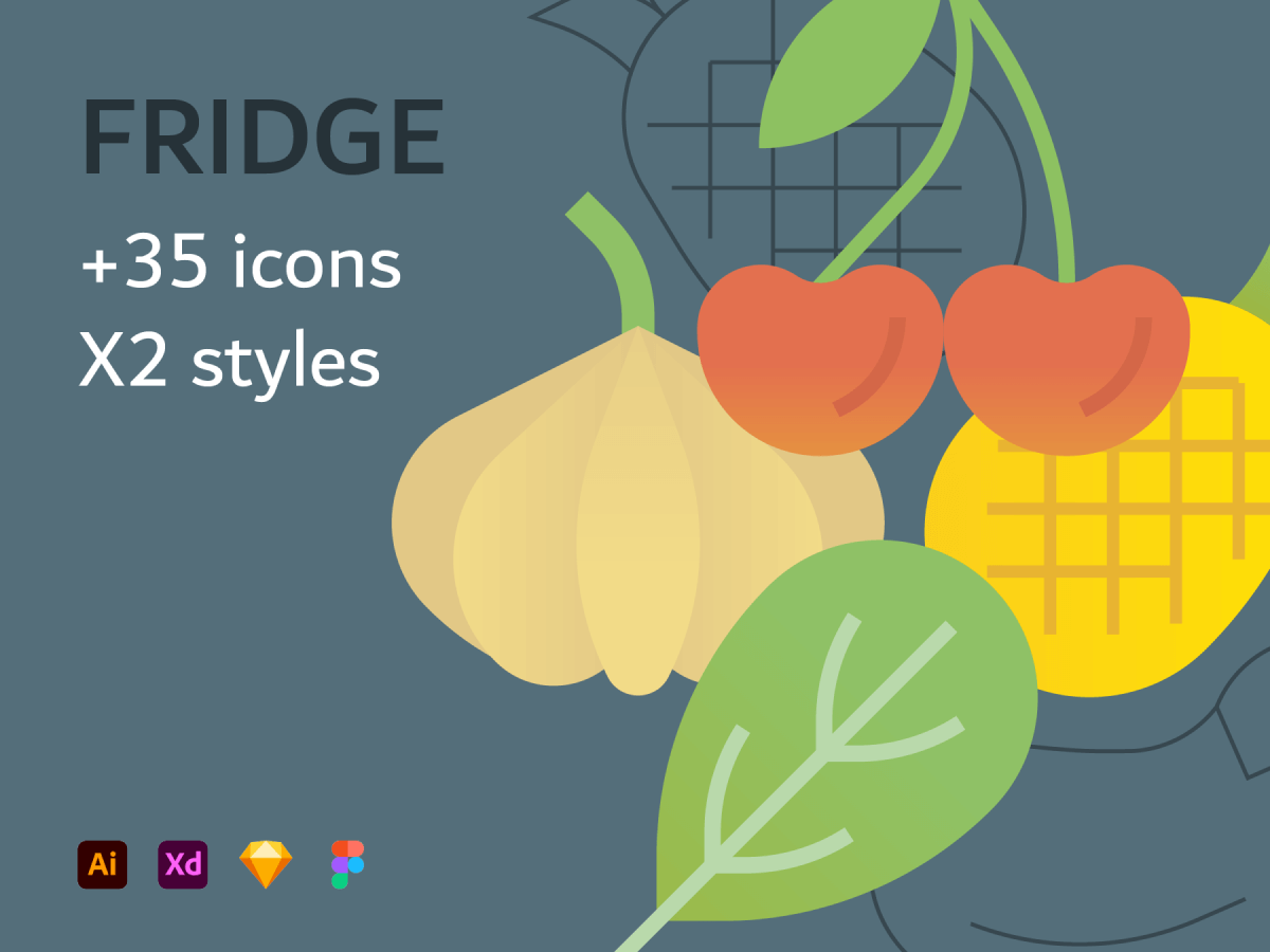 Fruit and Vegetables Icons for Figma and Adobe XD