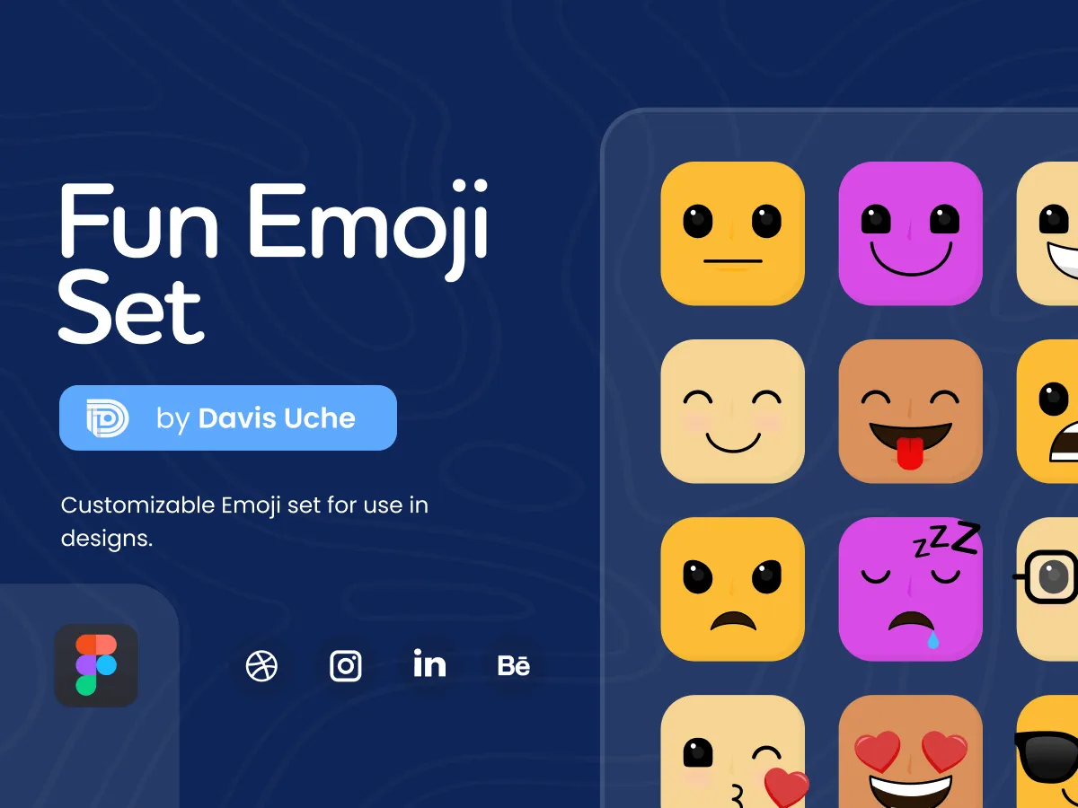 Fun Emoji Icons Set for Figma and Adobe XD