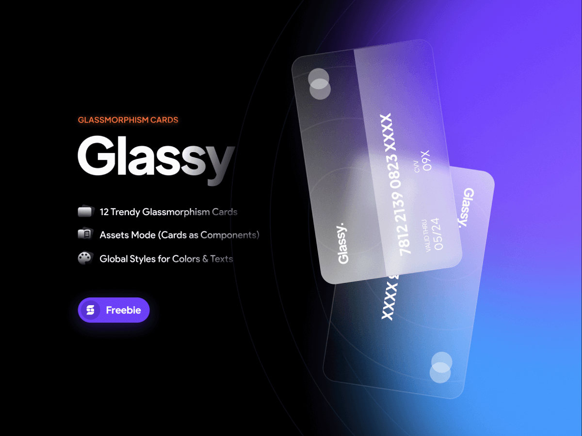 Glassmorphism Cards for Figma and Adobe XD No 1