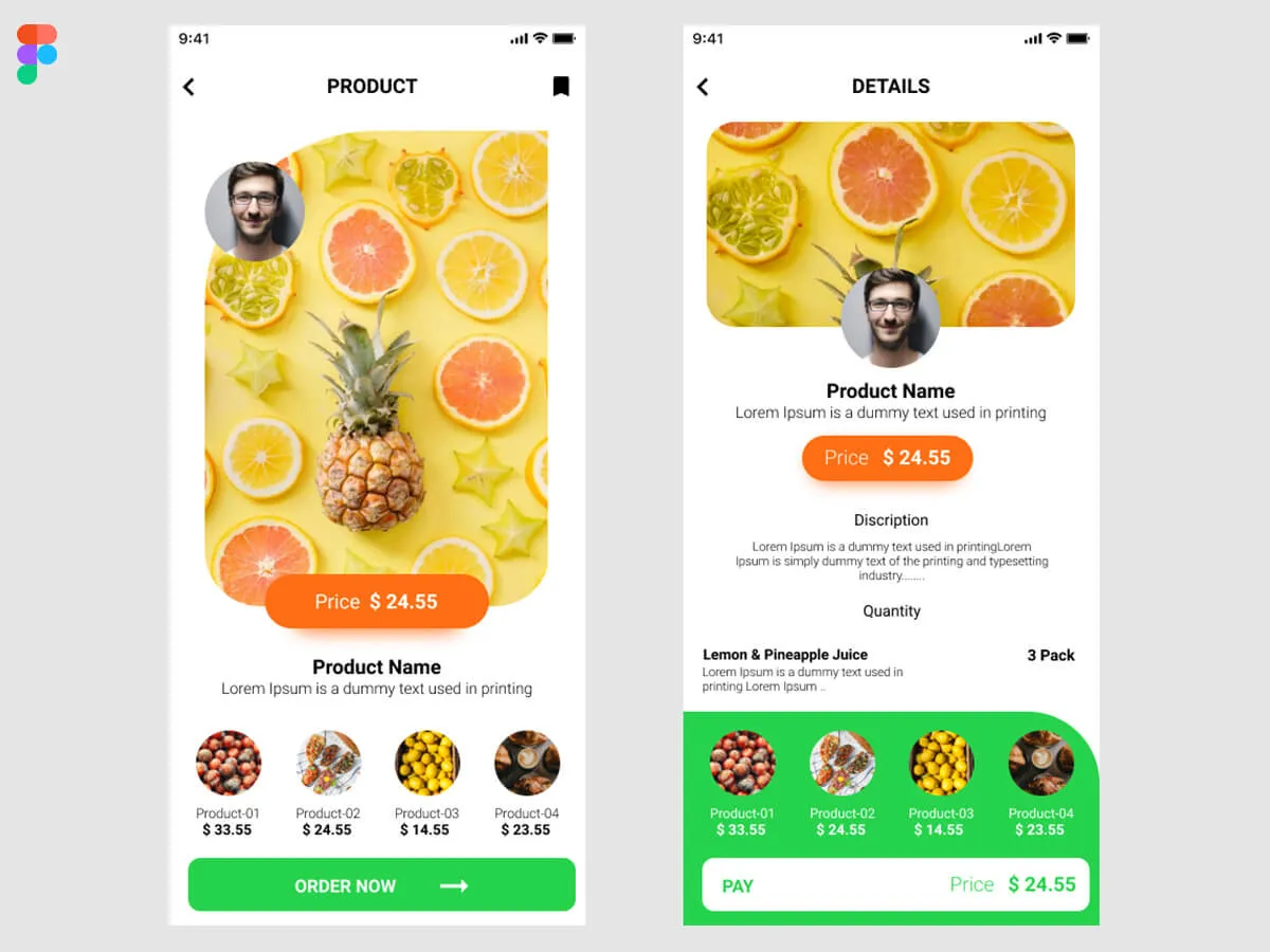 Grocery App freebie for Figma and Adobe XD