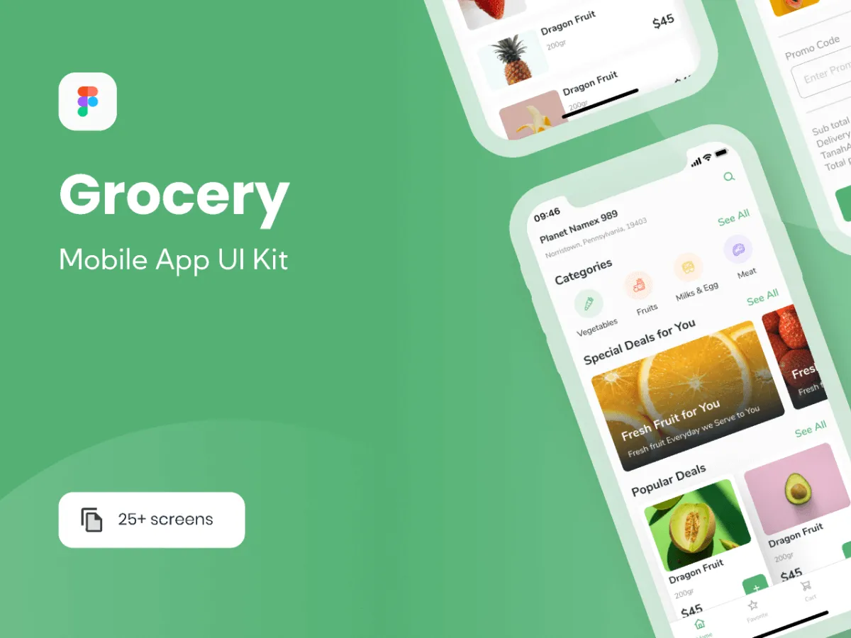Grocery E-commerce UI Kit for Figma and Adobe XD