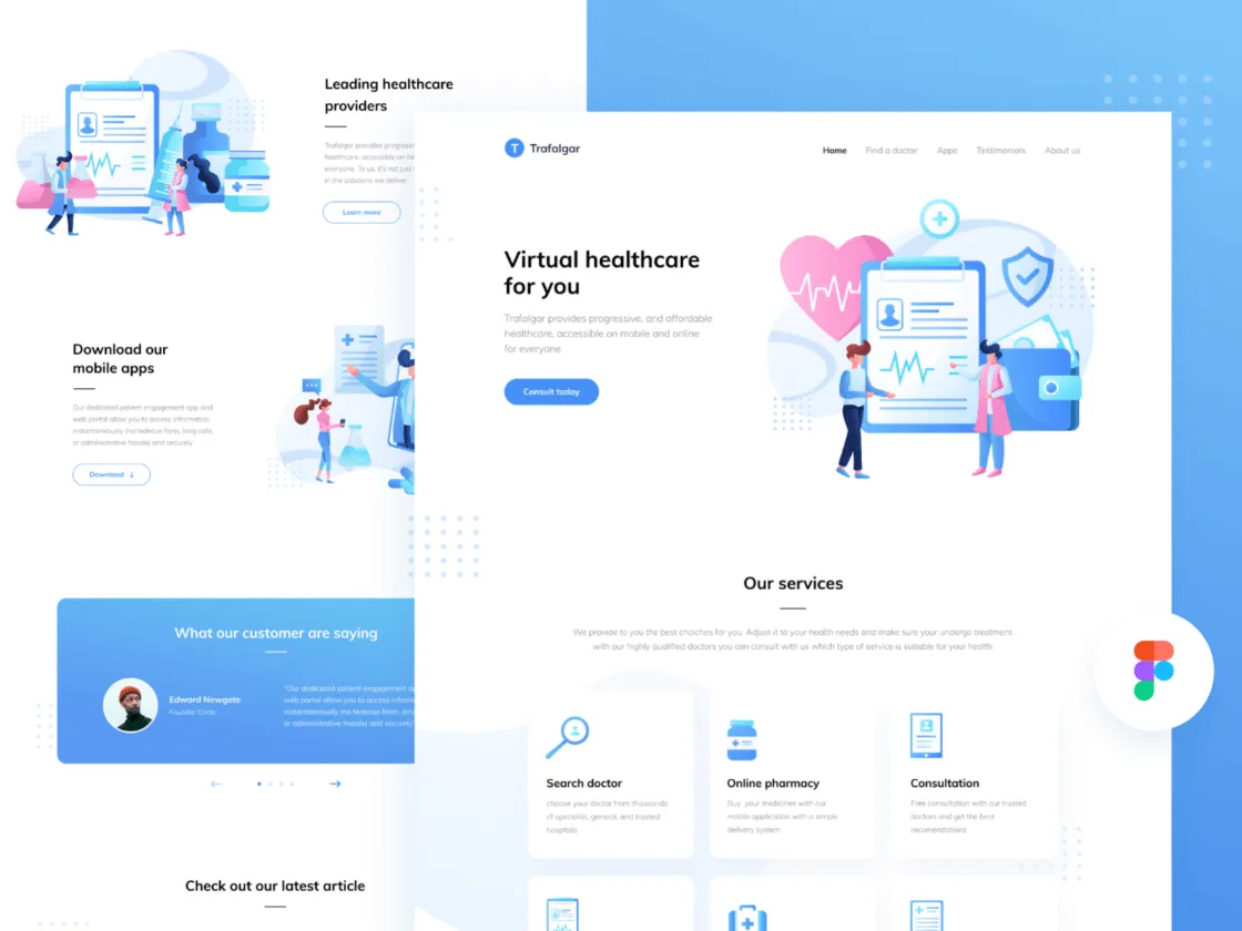 Healthcare Landing Page for Figma and Adobe XD