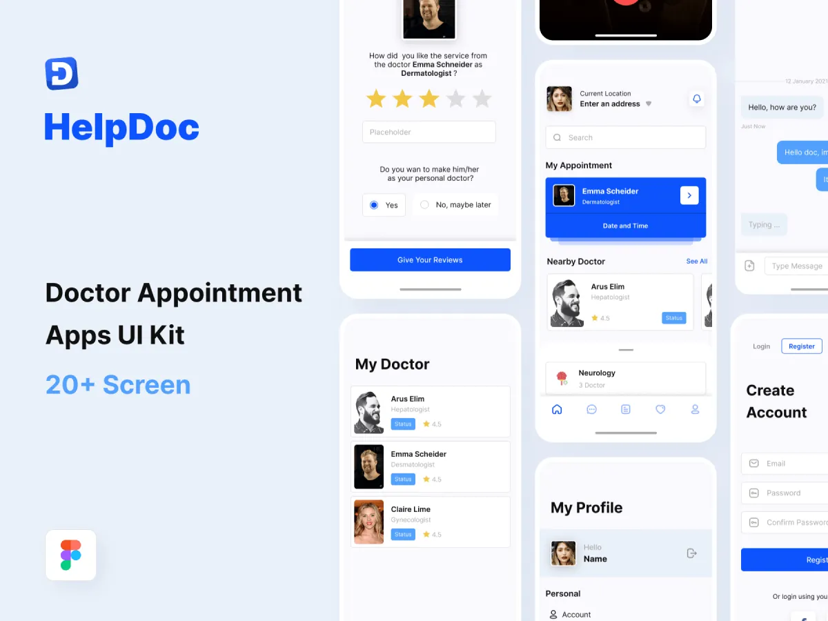 HelpDoc – Doctor App UI Kit for Figma and Adobe XD No 1