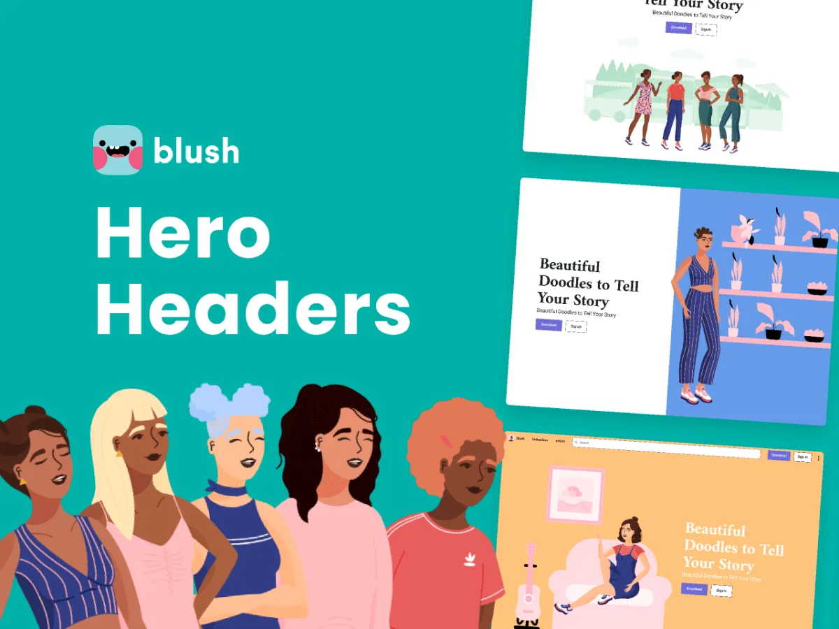 Illustrated Hero Headers for Figma and Adobe XD