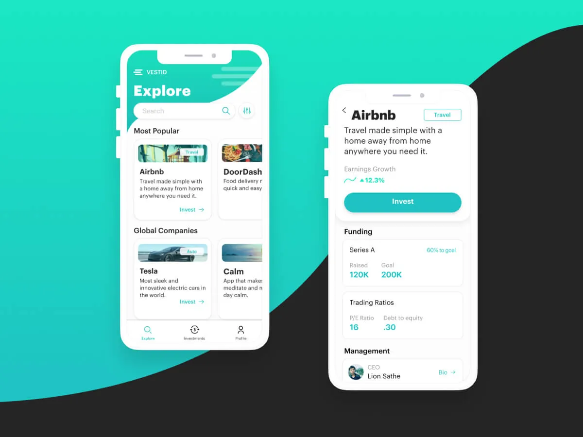 Investment App UI Kit for Figma and Adobe XD No 1