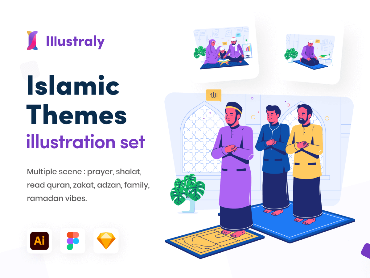Islamic Illustration Set for Figma and Adobe XD No 1