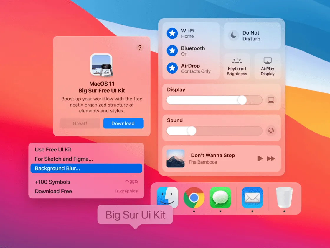 macOS Big Sur 11 UI Kit for Figma and Adobe XD