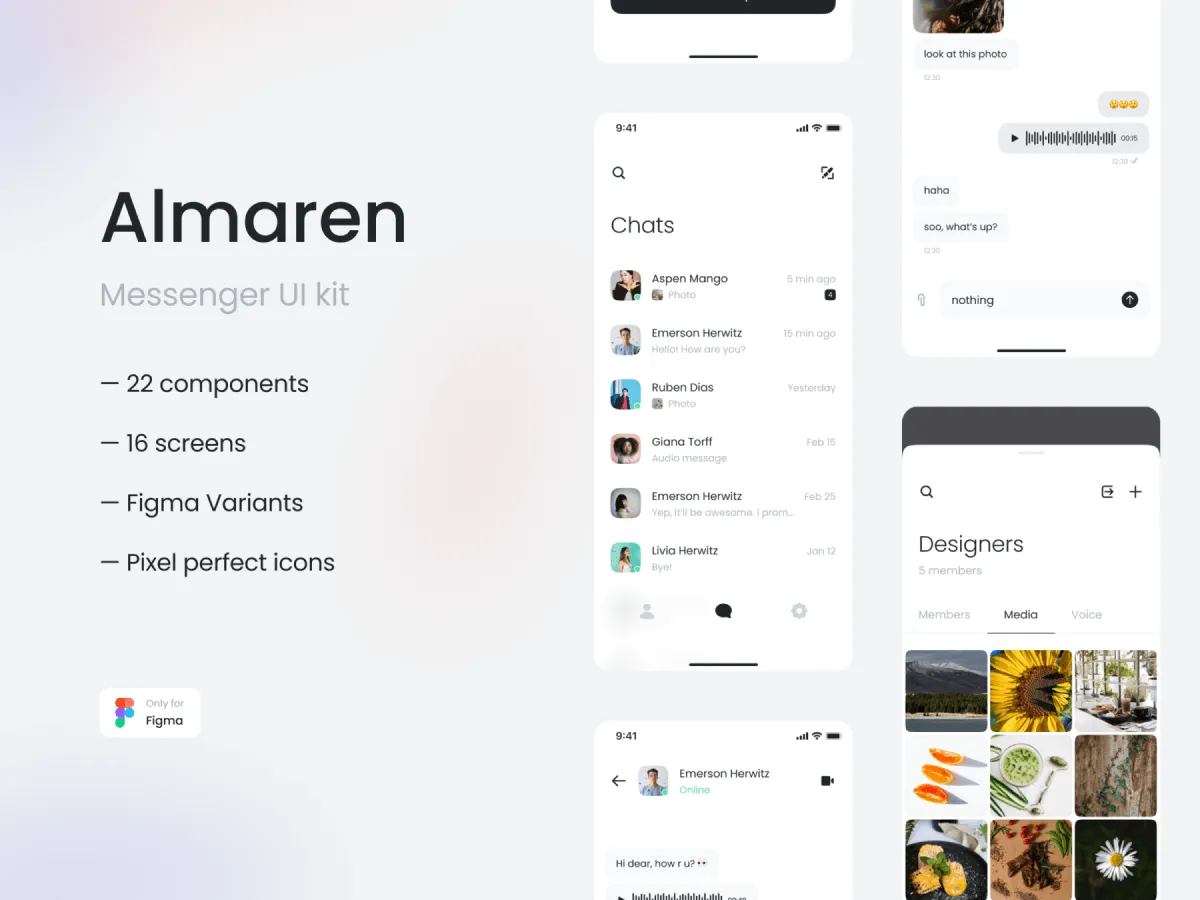 Messenger UI Kit for Figma and Adobe XD