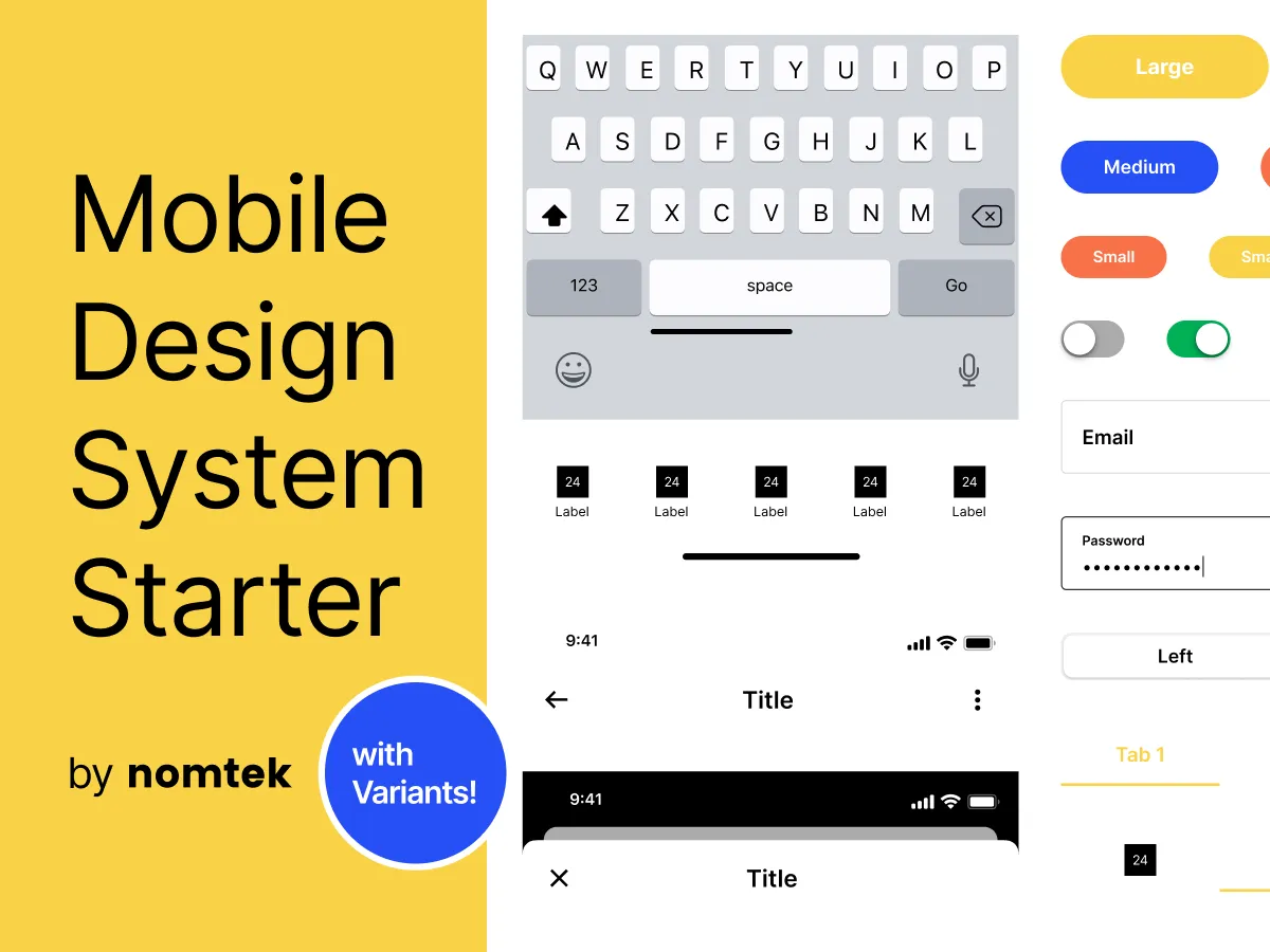 Mobile Design System Starter UI Kit for Figma and Adobe XD