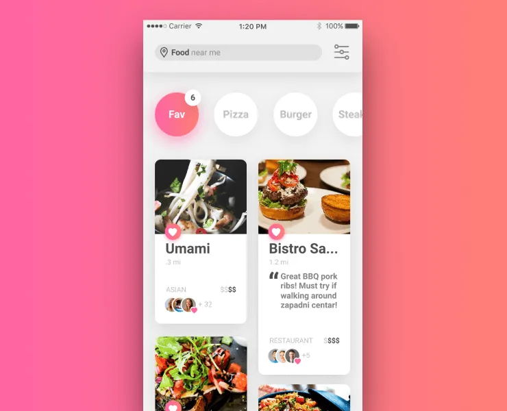 Mobile Restaurant List UI for Figma and Adobe XD