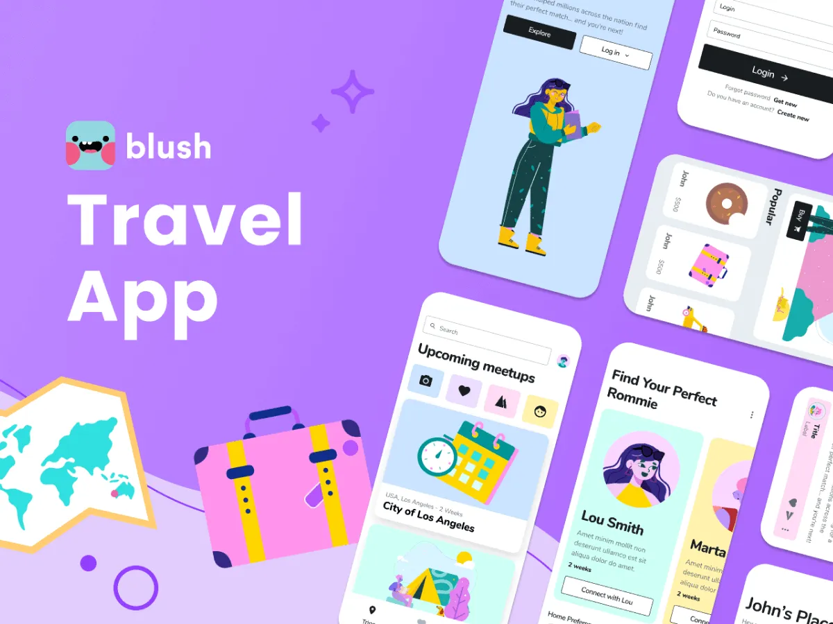 Mobile Travel App UI Kit for Figma and Adobe XD