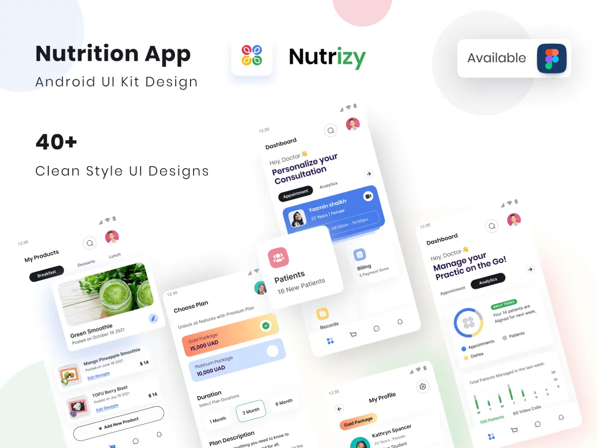 Nutrition App UI Kit for Figma and Adobe XD No 1