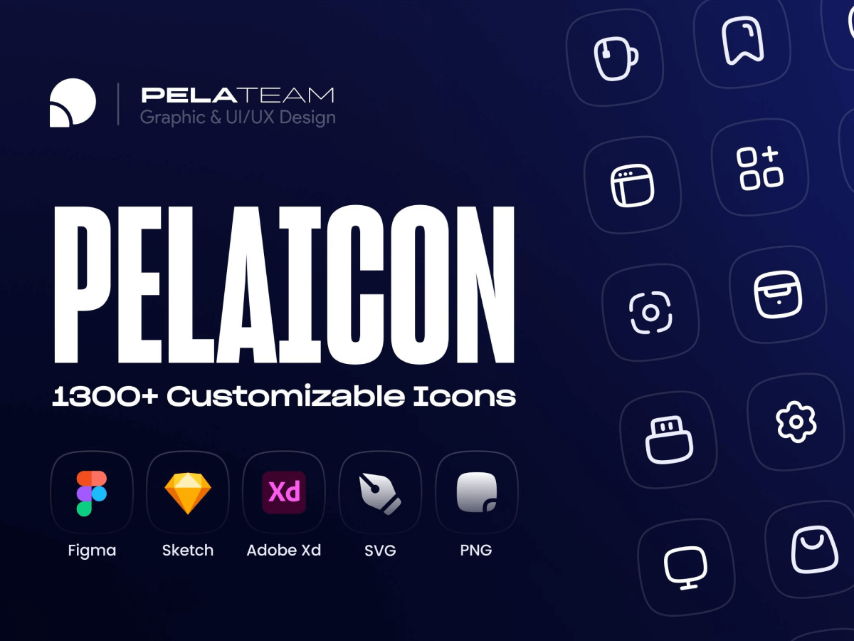 Pelaicon (1300+ Customizable Icons) for Figma and Adobe XD No 1