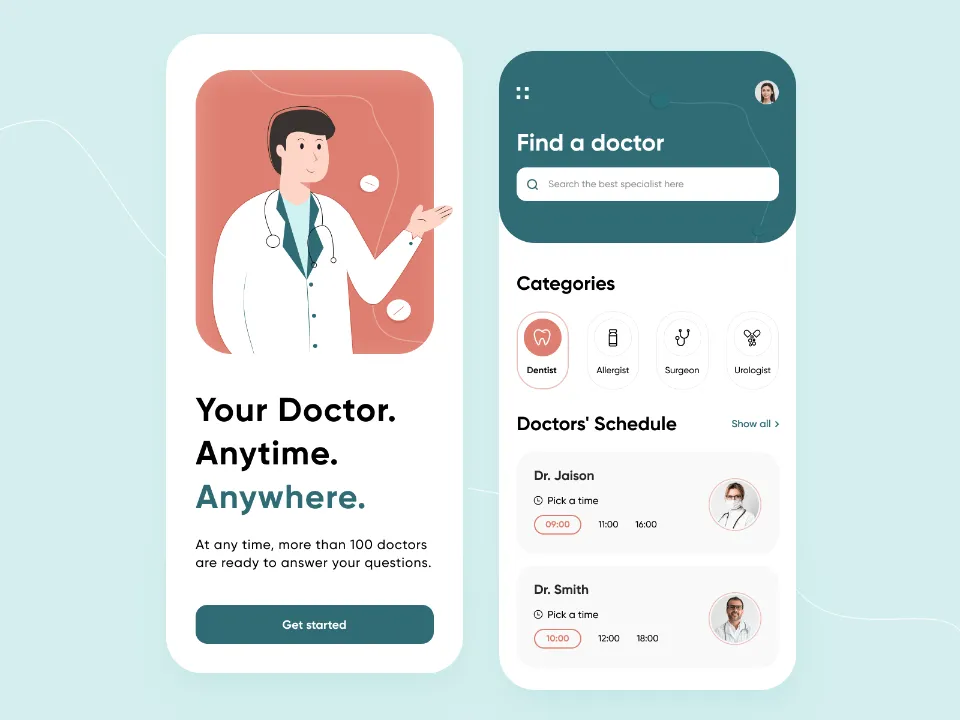 Personal Doctor Mobile App for Figma and Adobe XD