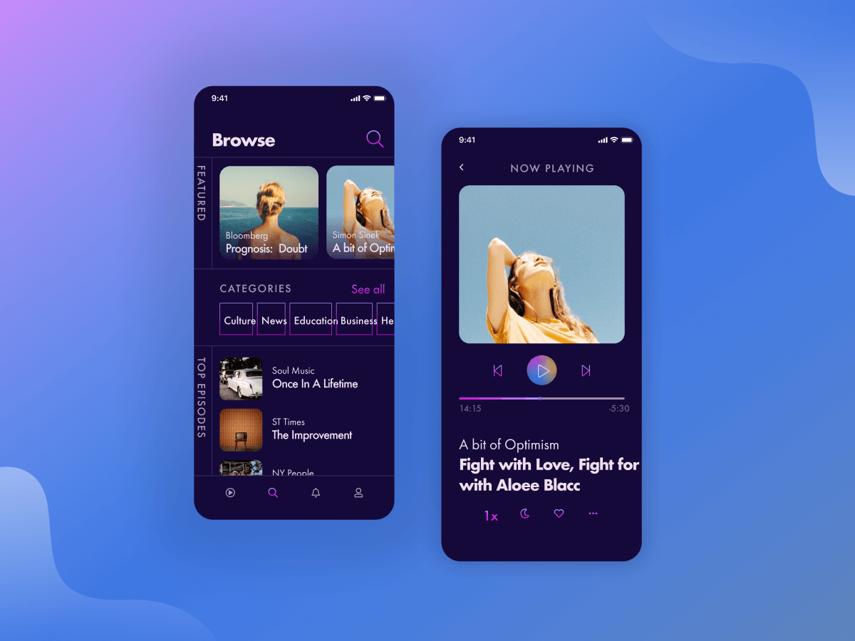 Podcast App Concept for Figma and Adobe XD No 1