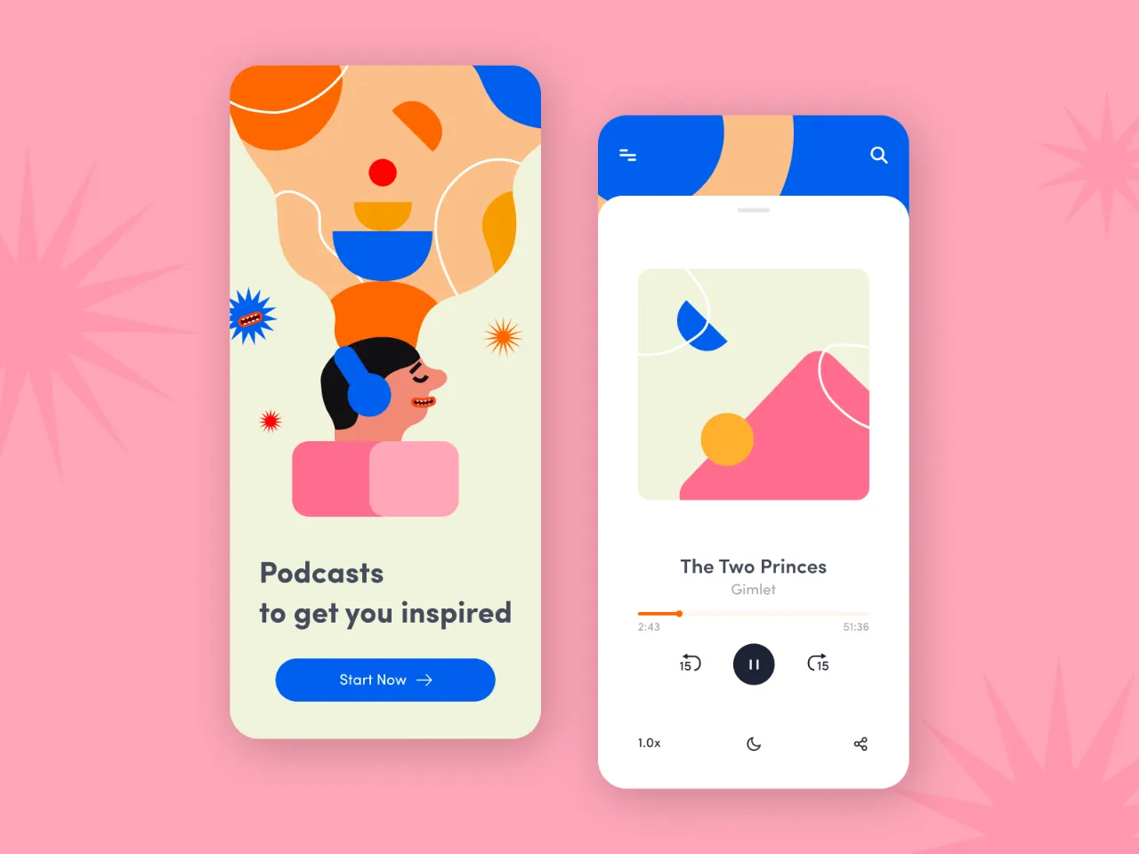 Podcast Streaming Mobile App for Figma and Adobe XD