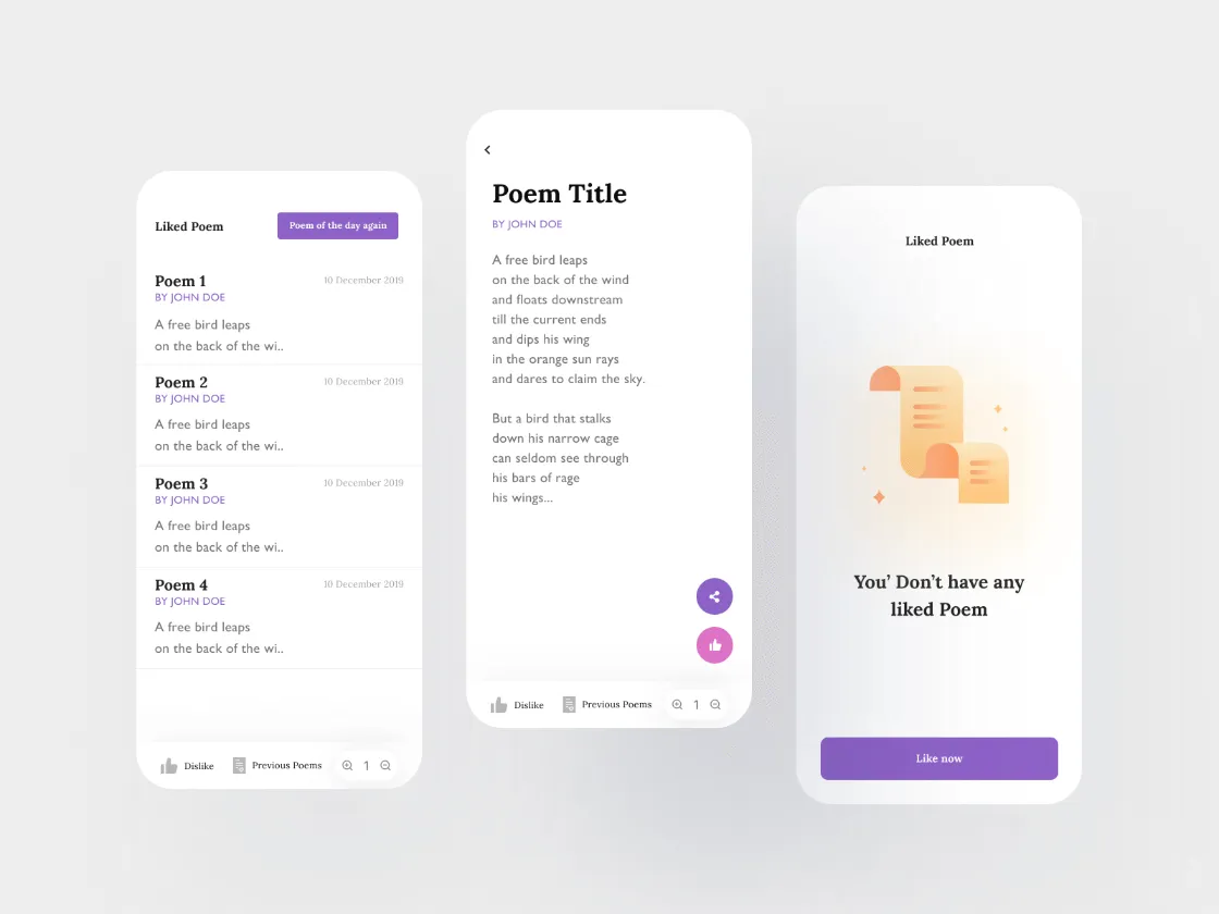 Poem iOS App for Figma and Adobe XD