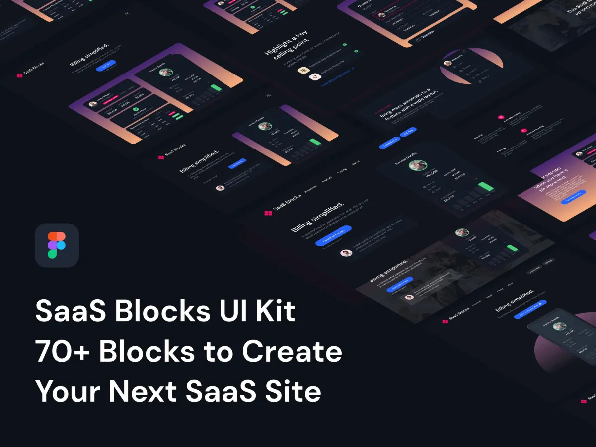 SaaS Blocks UI Kit for Figma and Adobe XD No 1