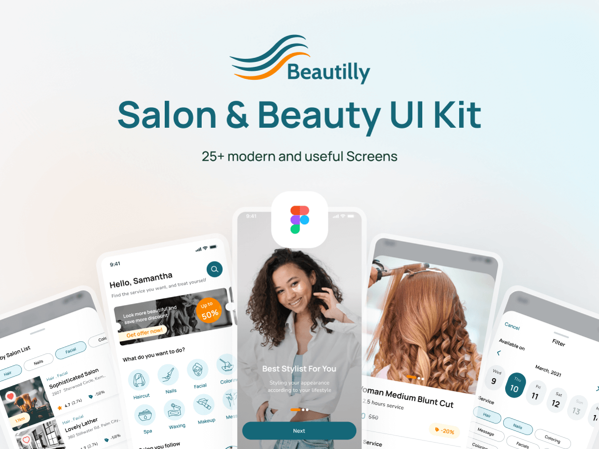 Salon & Beauty UI Kit for Figma and Adobe XD No 1