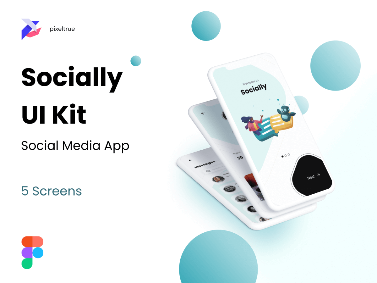 Social Media App UI Kit for Figma and Adobe XD