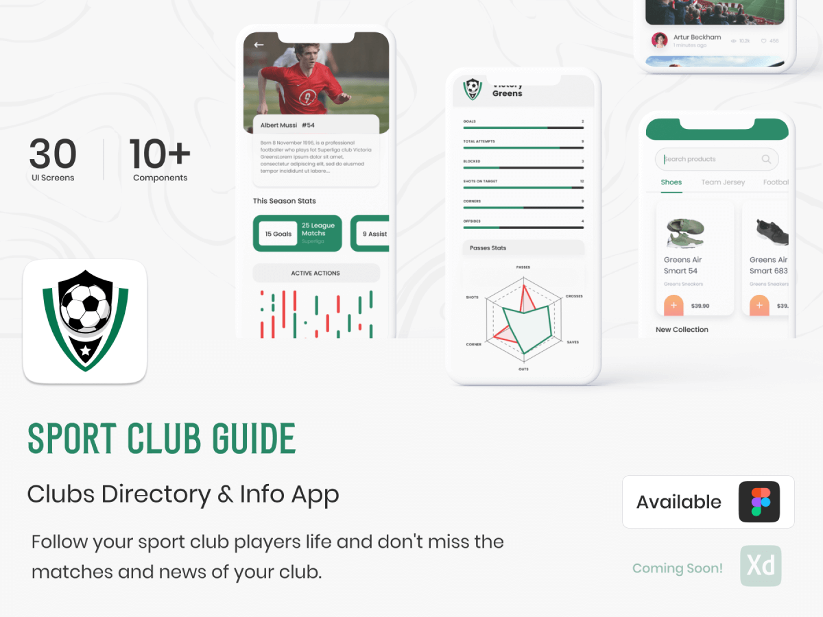 Sport Club Guide App UI Kit for Figma and Adobe XD No 1