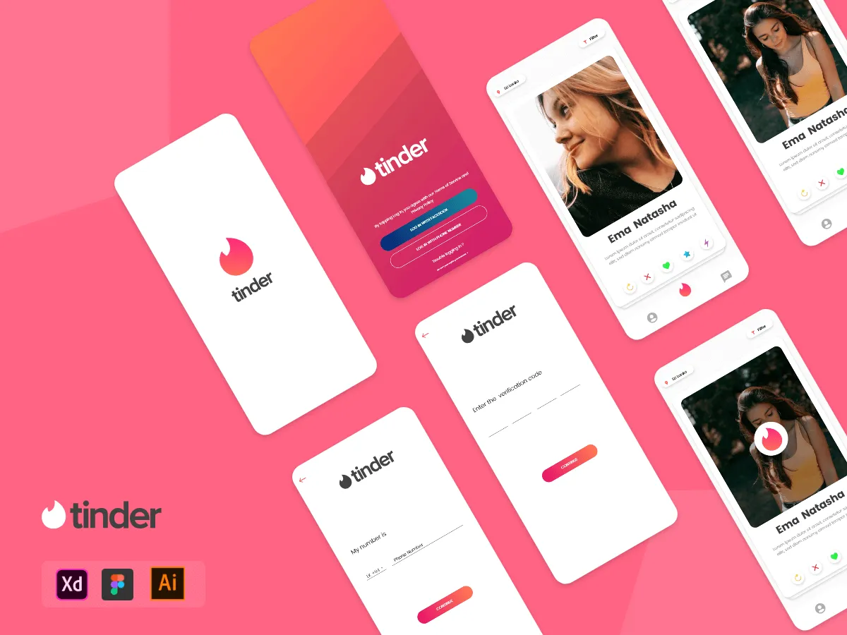 Tinder Redesign  Challenge App for Figma and Adobe XD