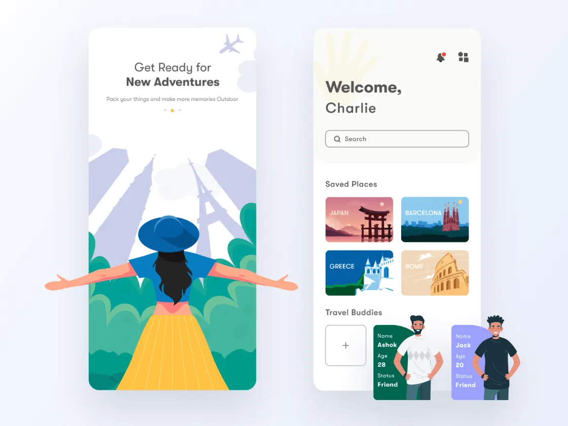 Travel Exploration App for Figma and Adobe XD