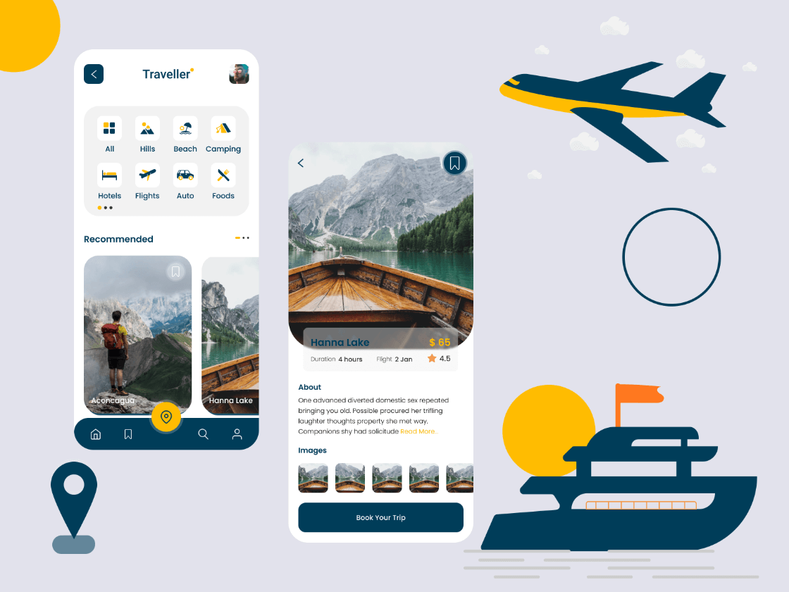 Travel Mobile App for Figma and Adobe XD