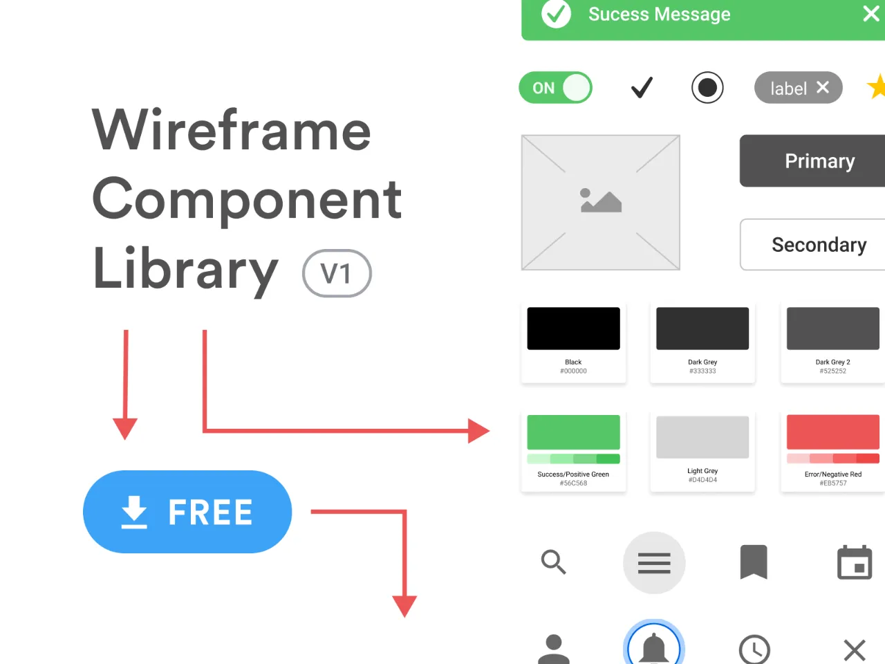 Wireframe Component Library for Figma and Adobe XD
