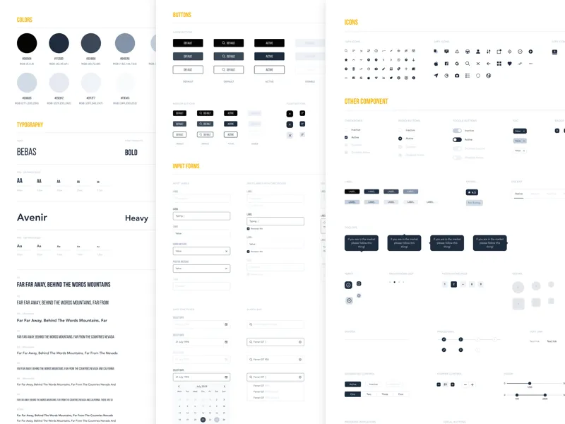 Wireframe Style Guide Template for Figma and Adobe XD No 1