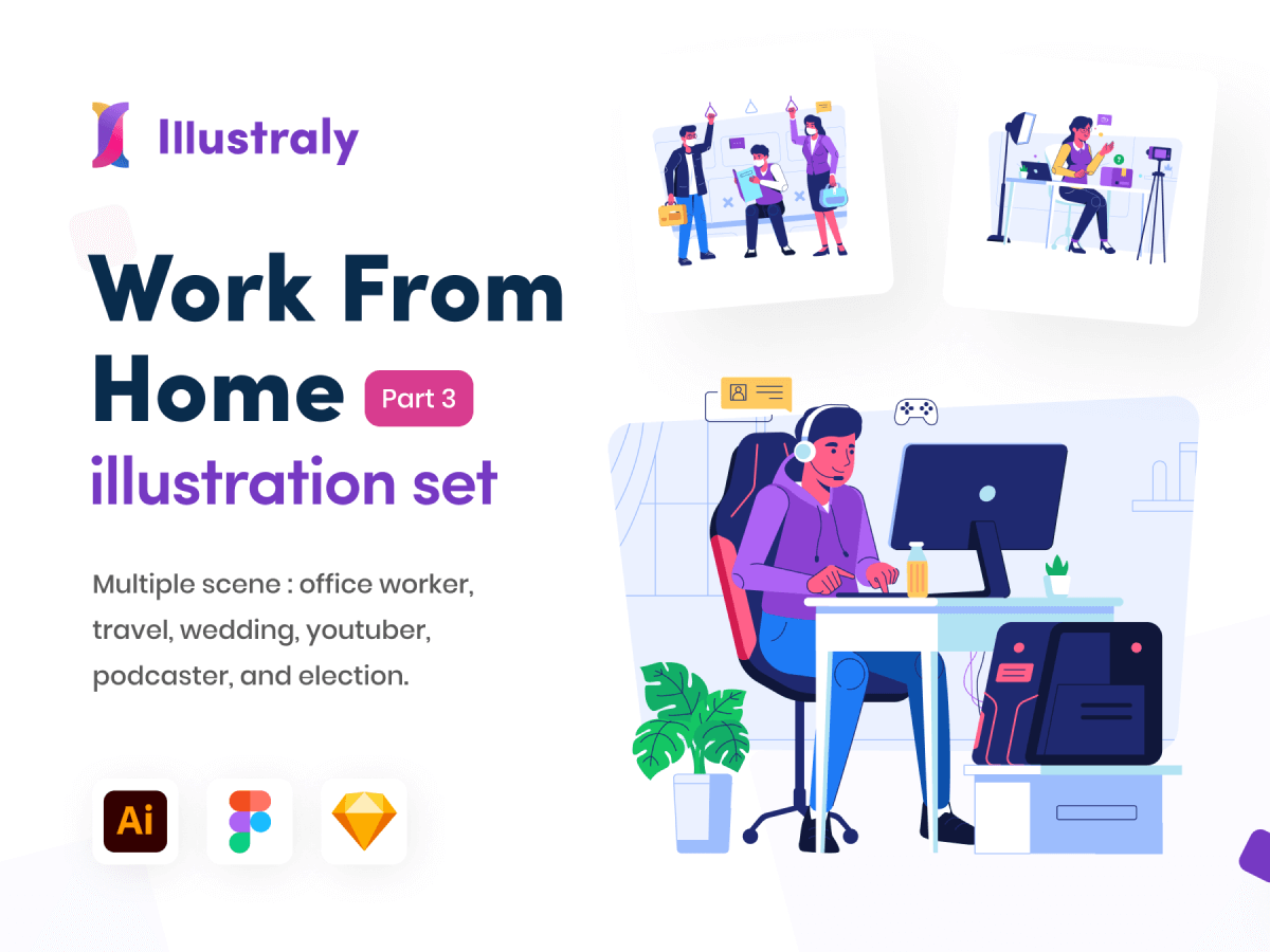 Work from Home Illustrations for Figma and Adobe XD No 1
