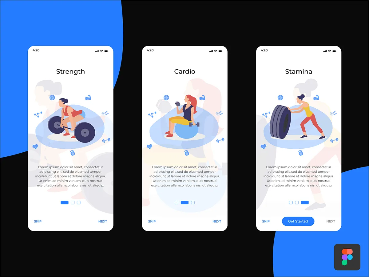 Workout Onboarding App for Figma and Adobe XD