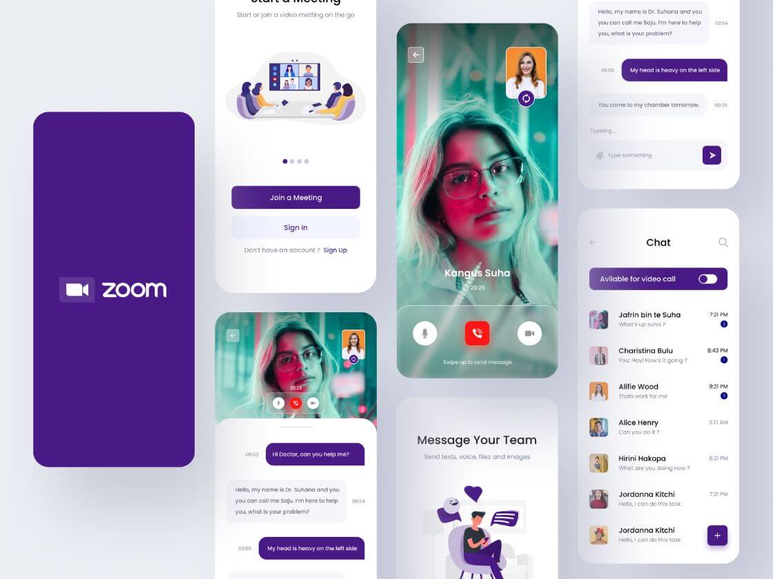 Zoom Video Call App Redesign for Figma and Adobe XD No 1