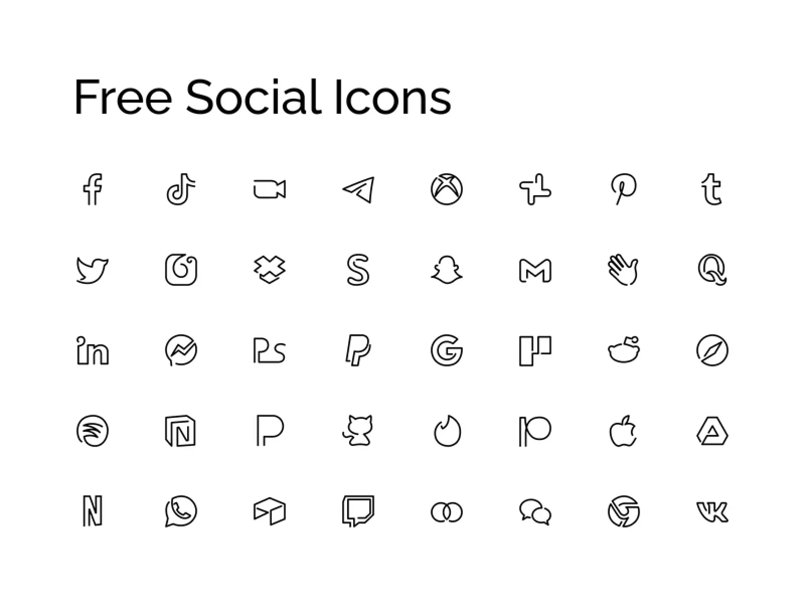 Free Minimal Social Icons for Figma and Adobe XD No 1