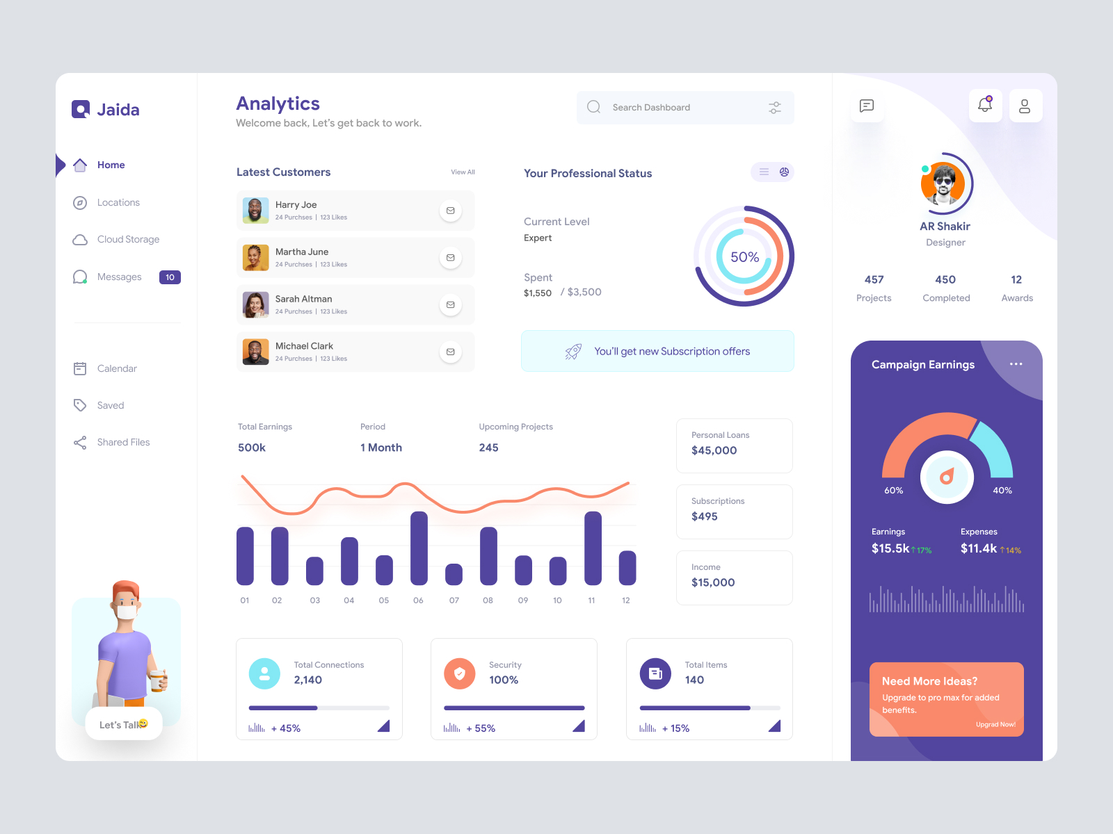 Freelancer Dashboard UI Concept for Figma and Adobe XD No 1