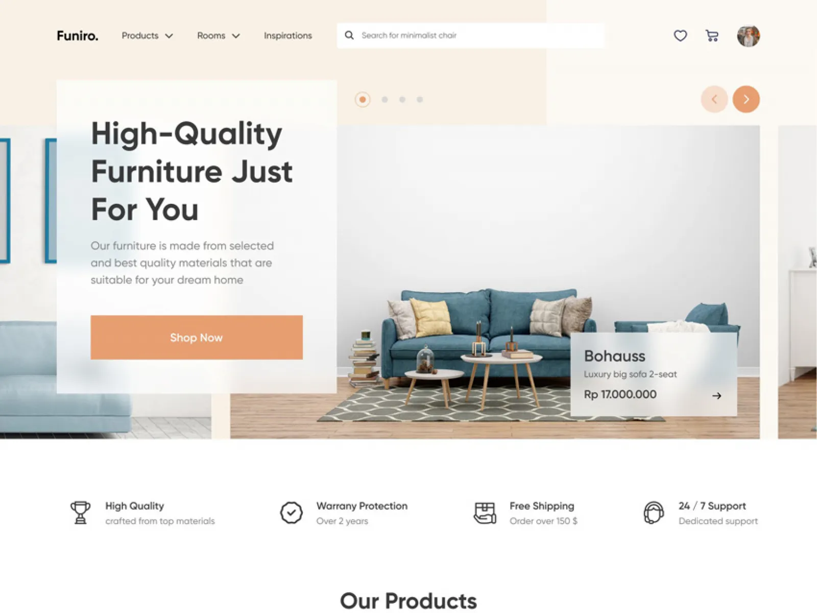 Furniture Shop WebDesign for Figma and Adobe XD No 1