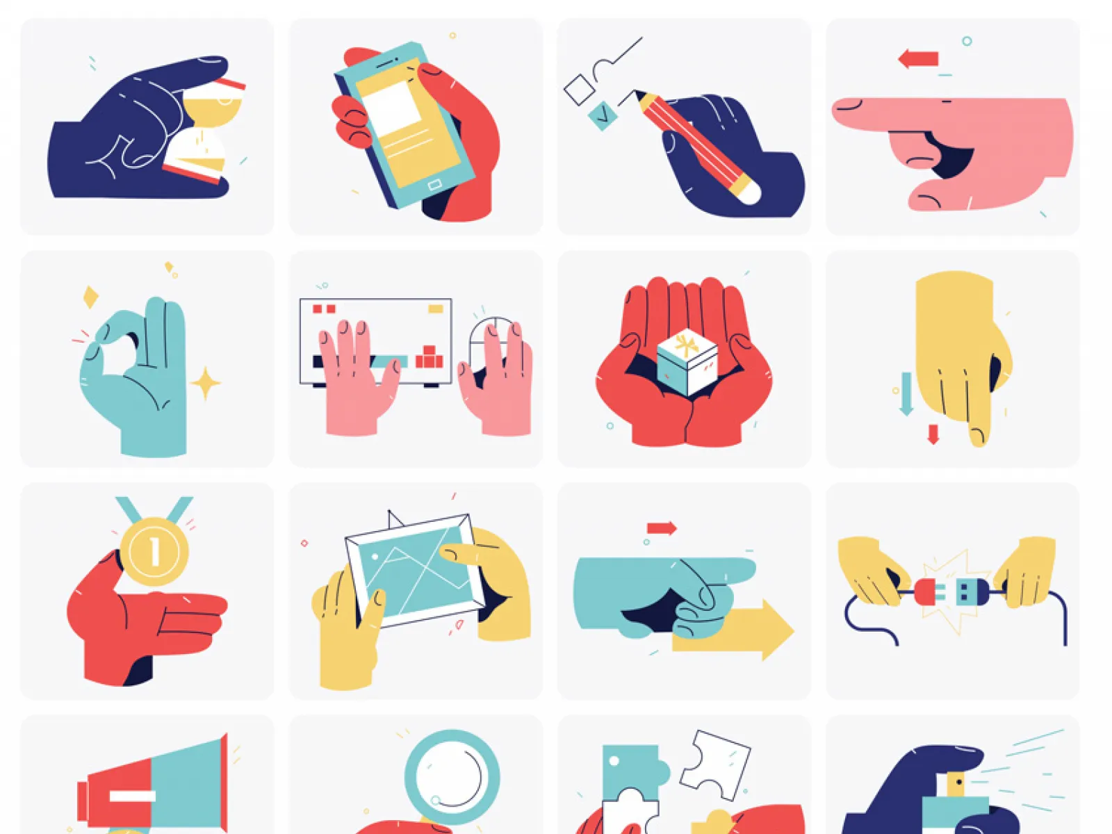 Hand Motions Illustrations for Figma and Adobe XD