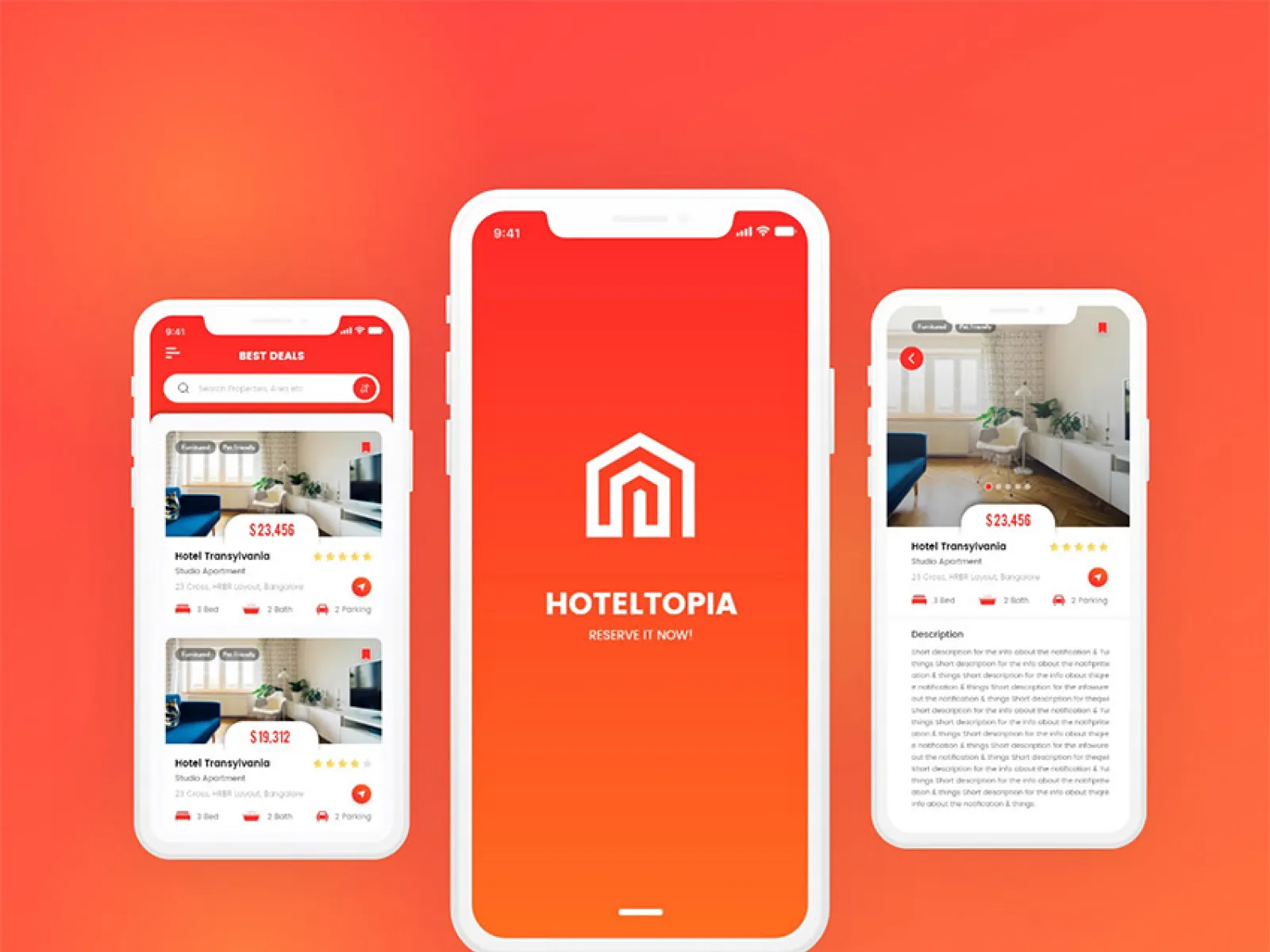 Hotel App Design for Figma and Adobe XD