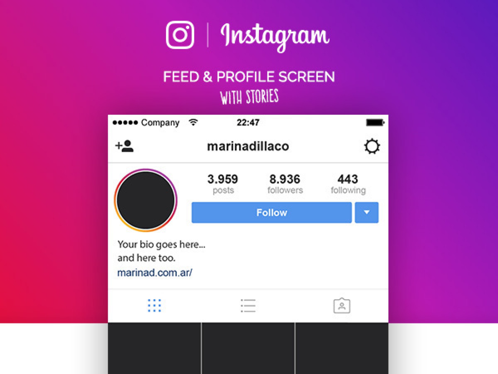 Instagram Screens UI 2017 for Figma and Adobe XD No 1