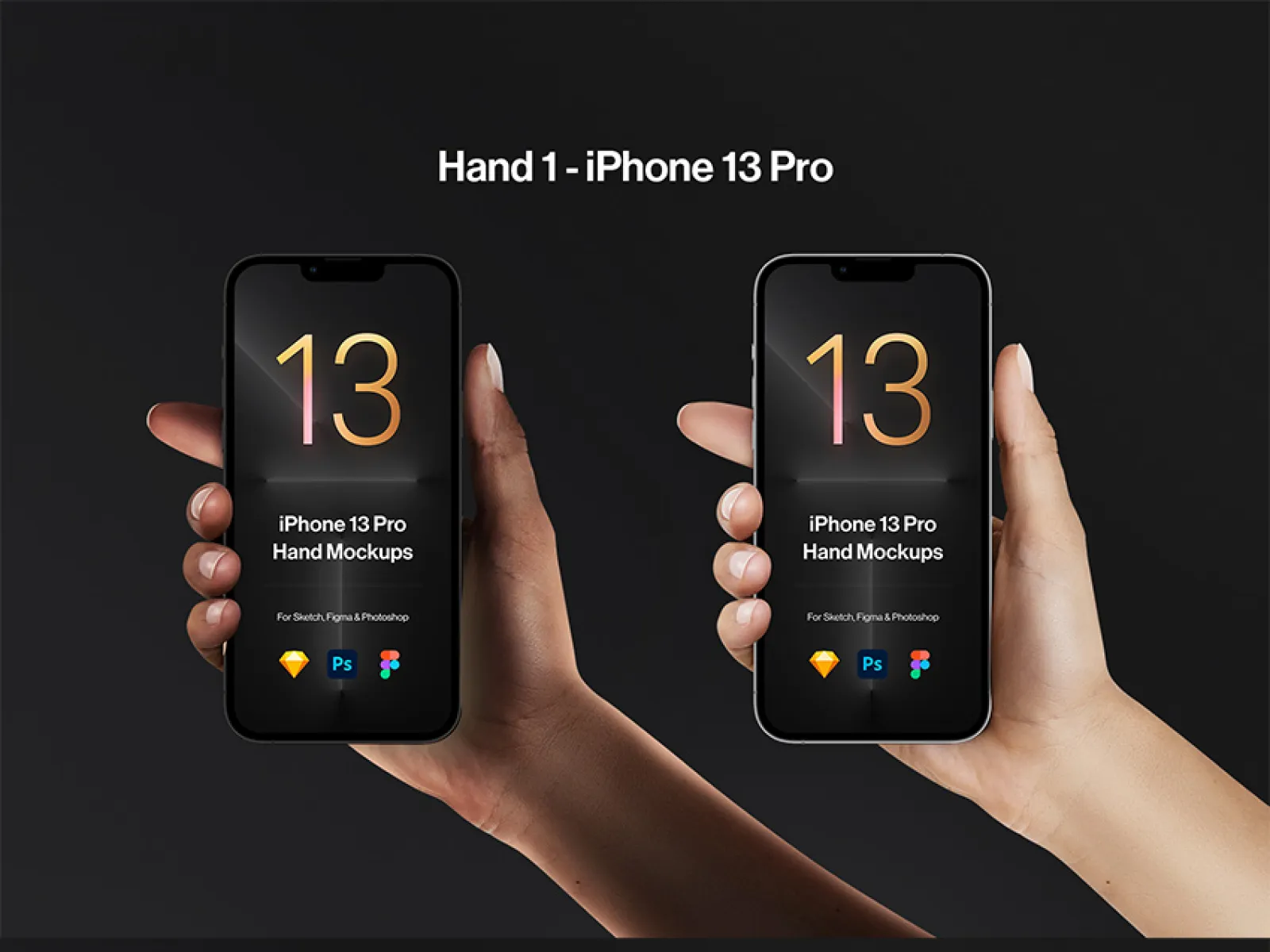 iPhone Pro Hands Mockups for Figma and Adobe XD No 1