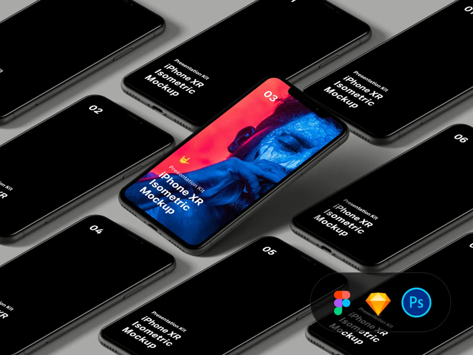 iPhone XR Isometric Mockup for Figma and Adobe XD
