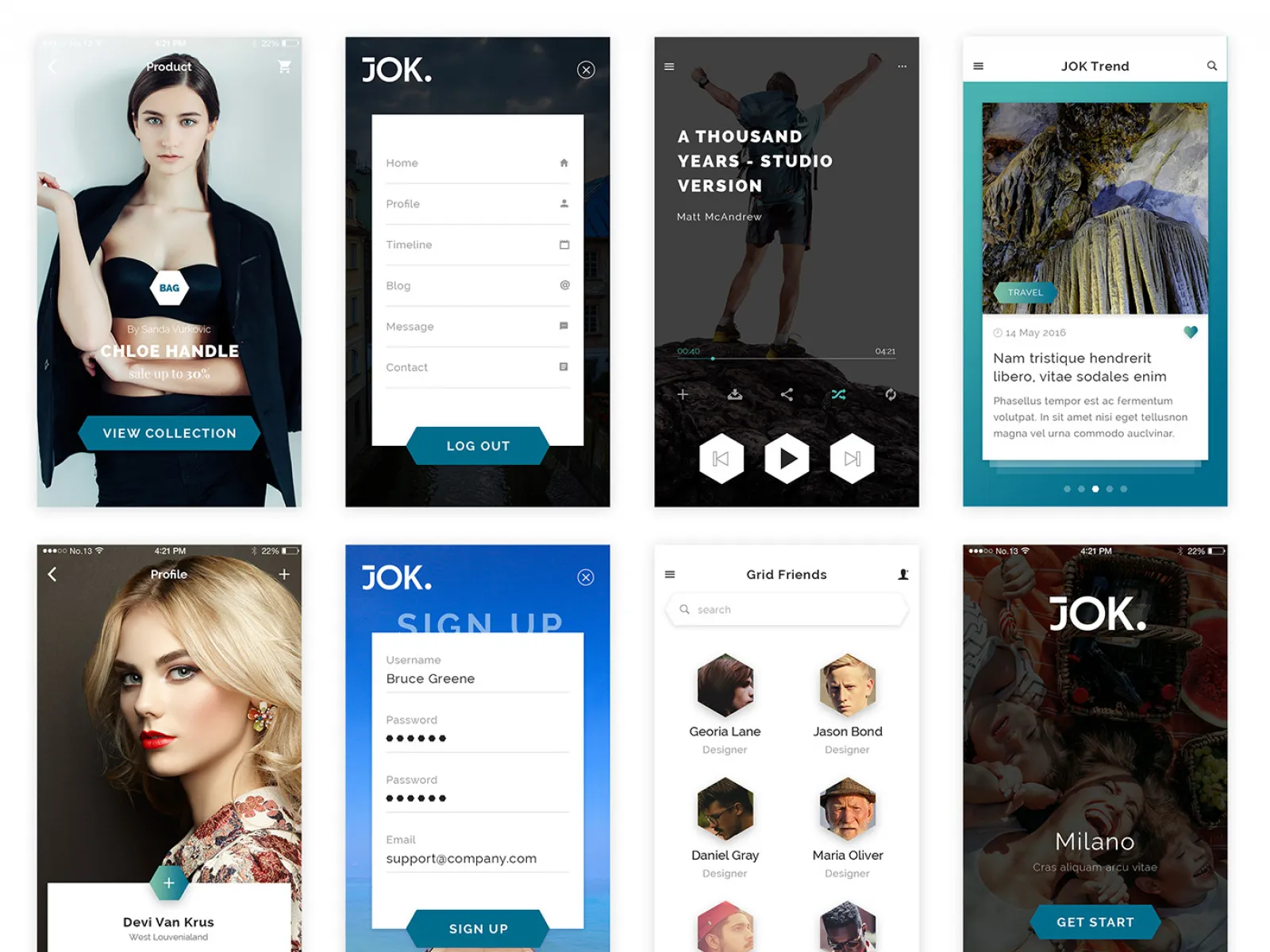 Jok App Design Free UI Kit for Figma and Adobe XD