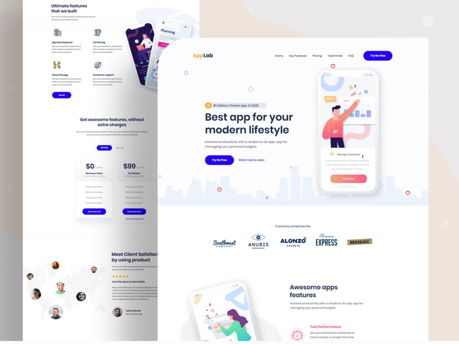 Landing Page App Design for Figma and Adobe XD